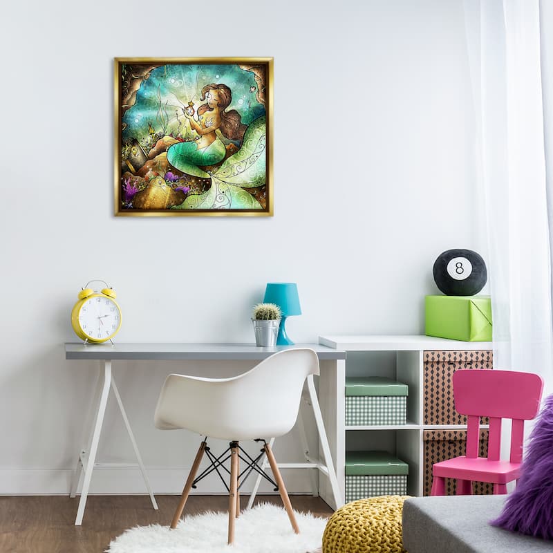 Stupell Detailed Nouveau Mermaid Framed Floater Canvas Wall Art Design By Mandie Manzano