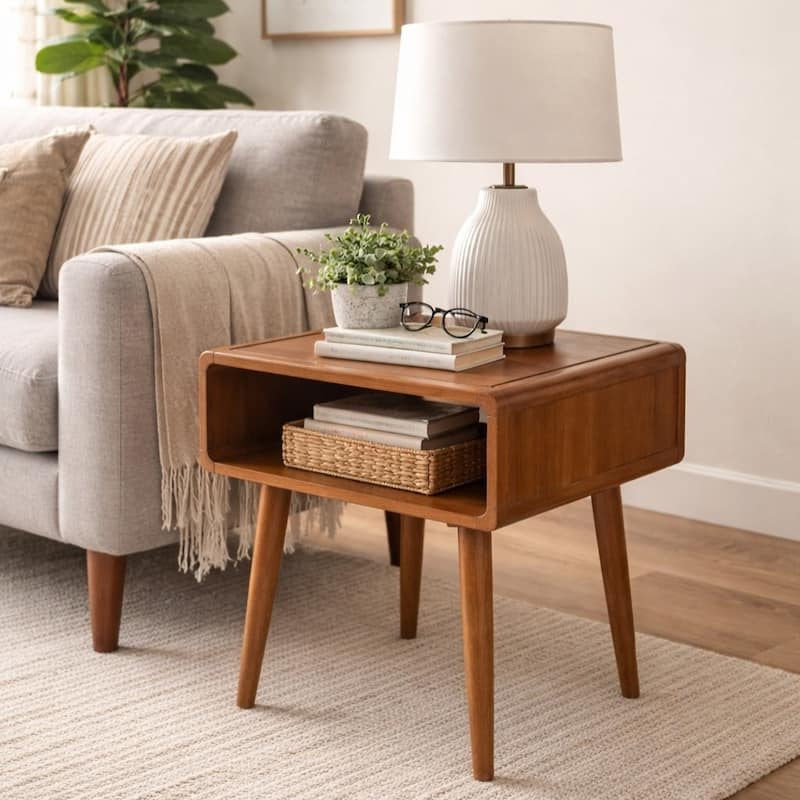 Alborg End Table - Rich Walnut Finish