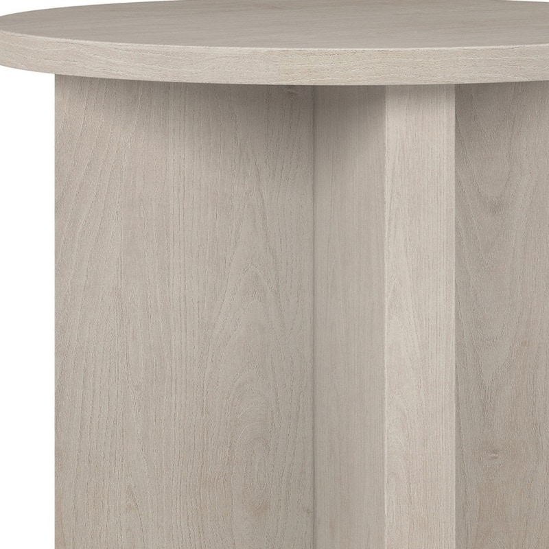 Wood Round End Table with Cross Leg Base Design - 20” x 20” x 22” (D x W x H)