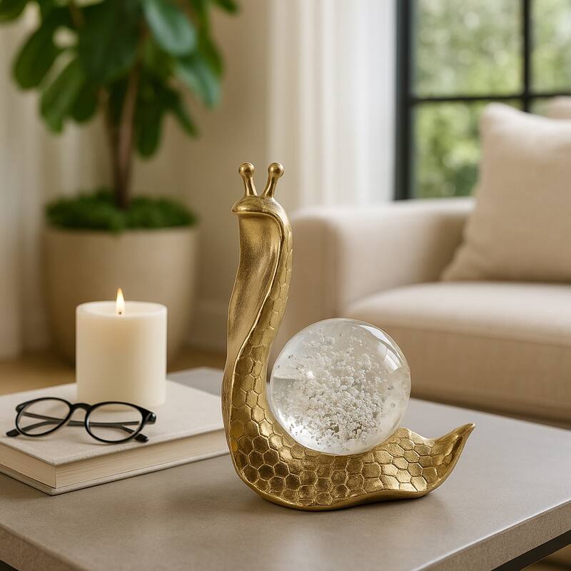 Resin Snail Figurine Textured Body with Orb Shell Decor - Gold - 7.5"