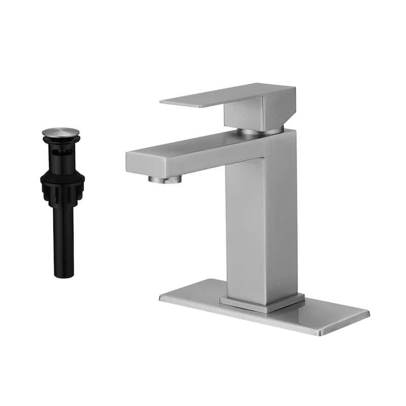 Single-handle Bathroom Sink Faucet with Drain and Deckplate