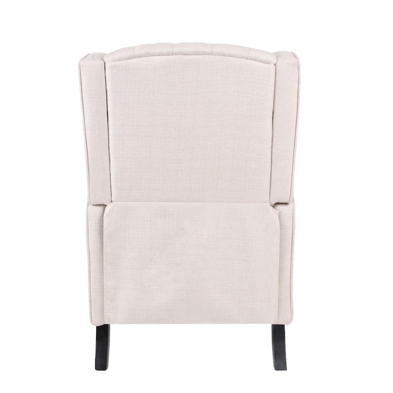 Beige Fabric Mid-Century Wingback Push-Back Recliner with Footrest, Button-Tufted Backrest