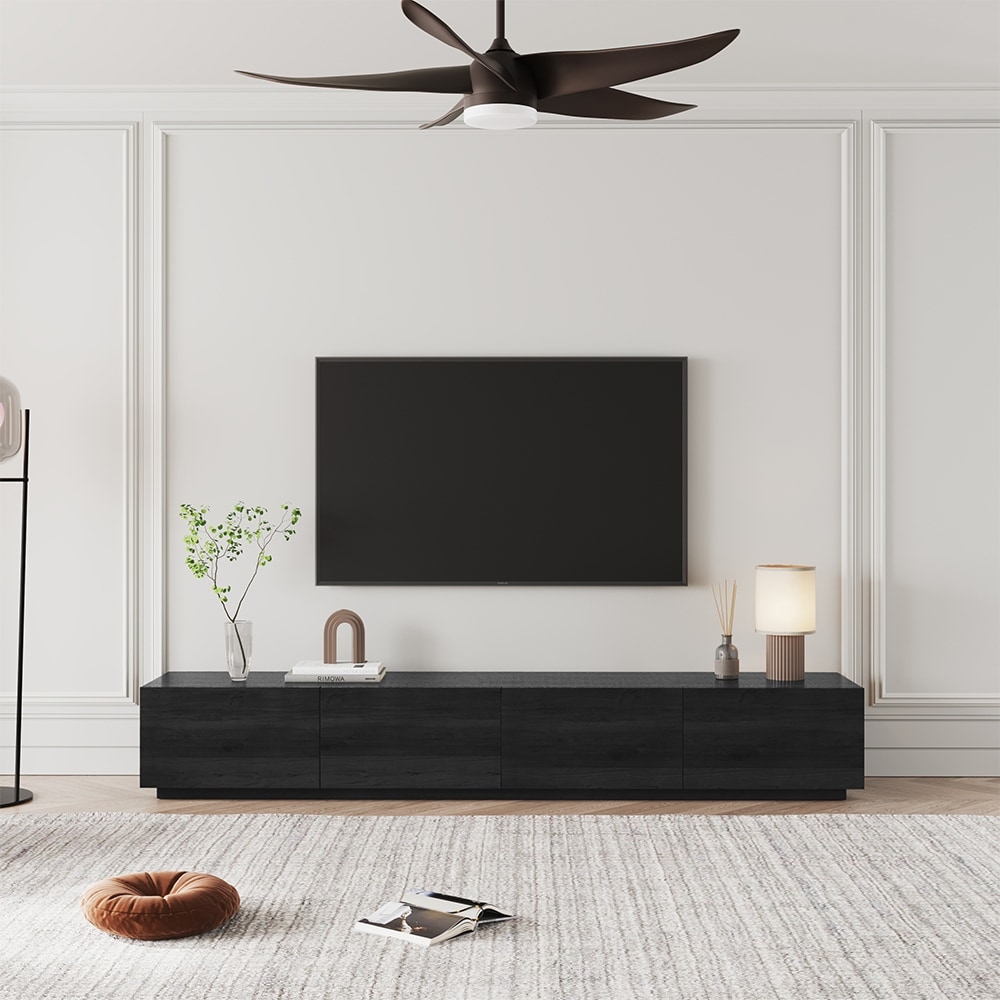Minimalist Wood TV Stand with 4 Drawers, Modern Long Media Console for up to 100 Inch, Fully Assembled