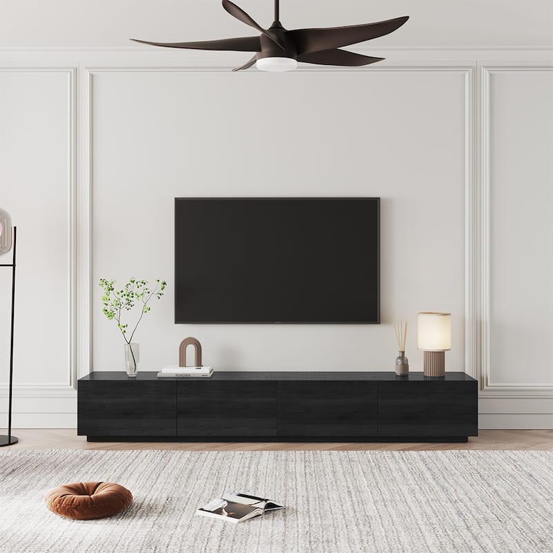 Minimalist Wood TV Stand with 4 Drawers, Modern Long Media Console for up to 100 Inch, Fully Assembled