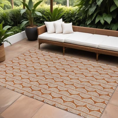 HomeRoots Ogee Transitional Rectangle Outdoor Rug
