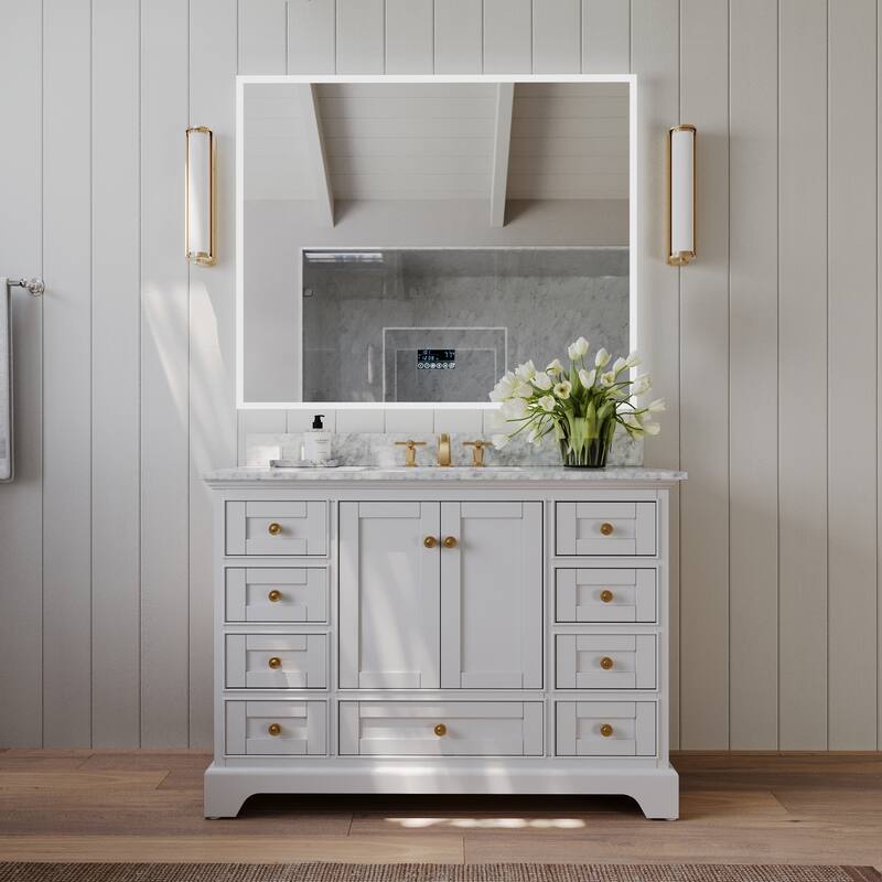 Ancerre Designs Audrey Bathroom Vanity Set - 48" - White (Gold Finish)