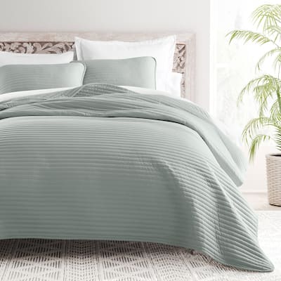 Becky Cameron All Season 3 Piece Stripe Stitch Quilt Set with Shams