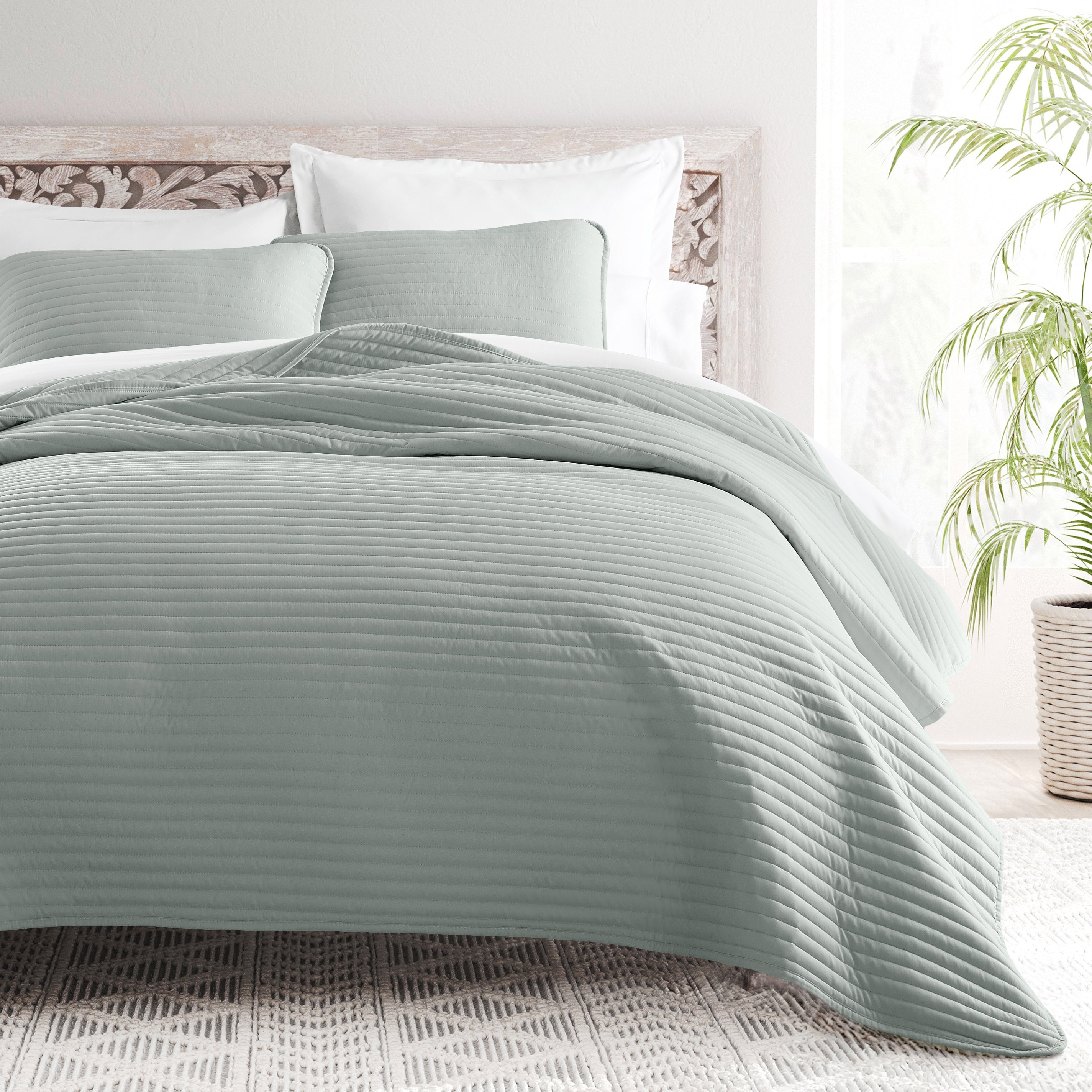 Becky Cameron All Season 3 Piece Stripe Stitch Quilt Set with Shams
