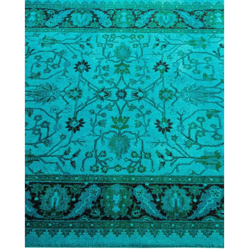 Overton Hand Knotted Wool Vintage Inspired Modern Contemporary Overdyed Blue Area Rug - 2' 9" x 4' 4"