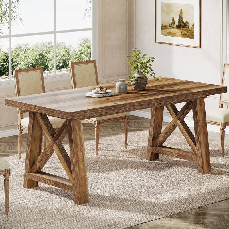 63 Inch Brown Dining Table for Kitchen / Dining Room / Living Room - 62.99" L x 31.5" W x 30.71" H