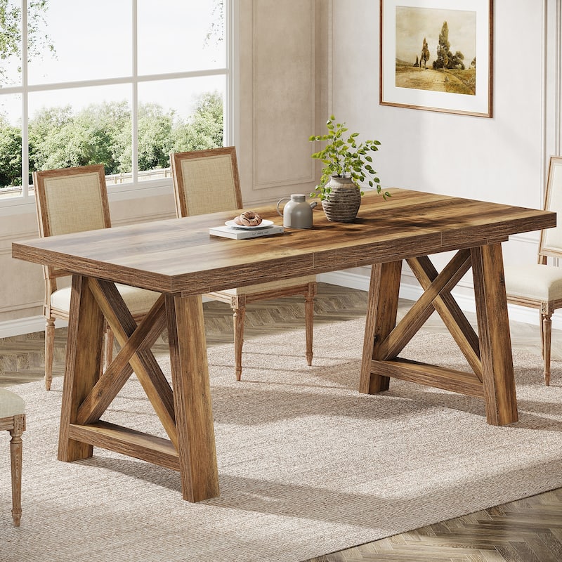 63 Inch Farmhouse Dining Table for Kitchen / Dining Room - 62.99" L x 31.5" W x 30.71" H