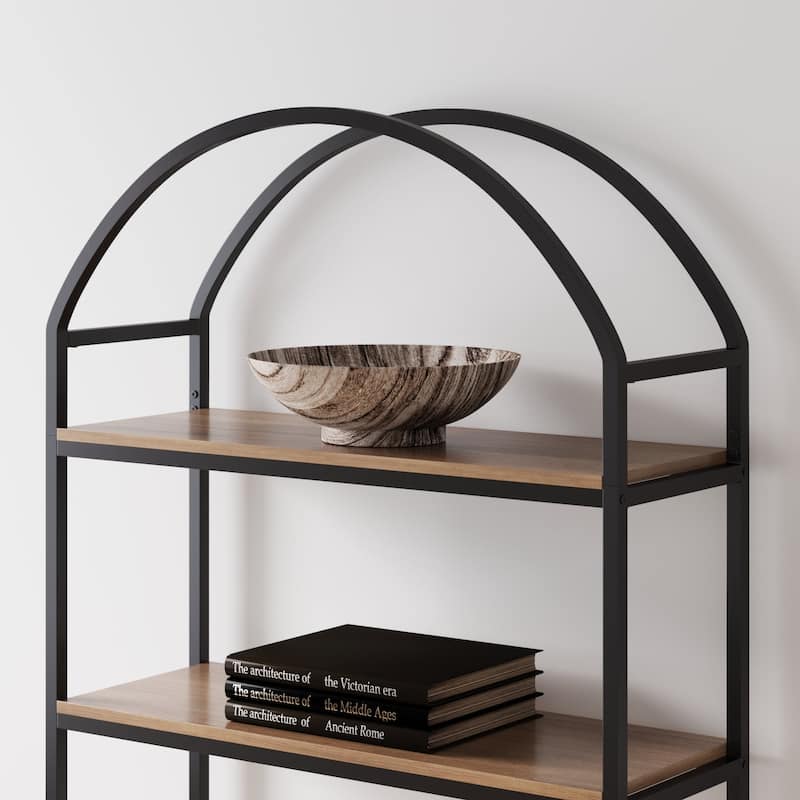 Nathan James Haven 5-Shelf Etagere Bookshelf with Arch Top