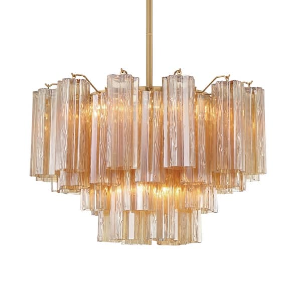 slide 2 of 6, Crystorama Lighting Group ADD-308-AM Addis 9 Light 22" Wide Waterfall Aged Brass