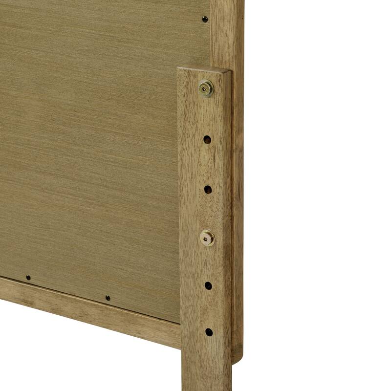 Natural Finish Rubberwood with Rattan Panel Headboard, King or Queen (Headboard Only)