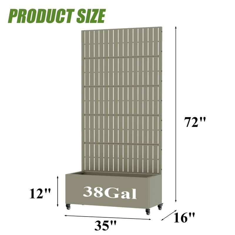 Raised Garden Bed Planter with Trellis Movable Planter Box with Lockable Wheels