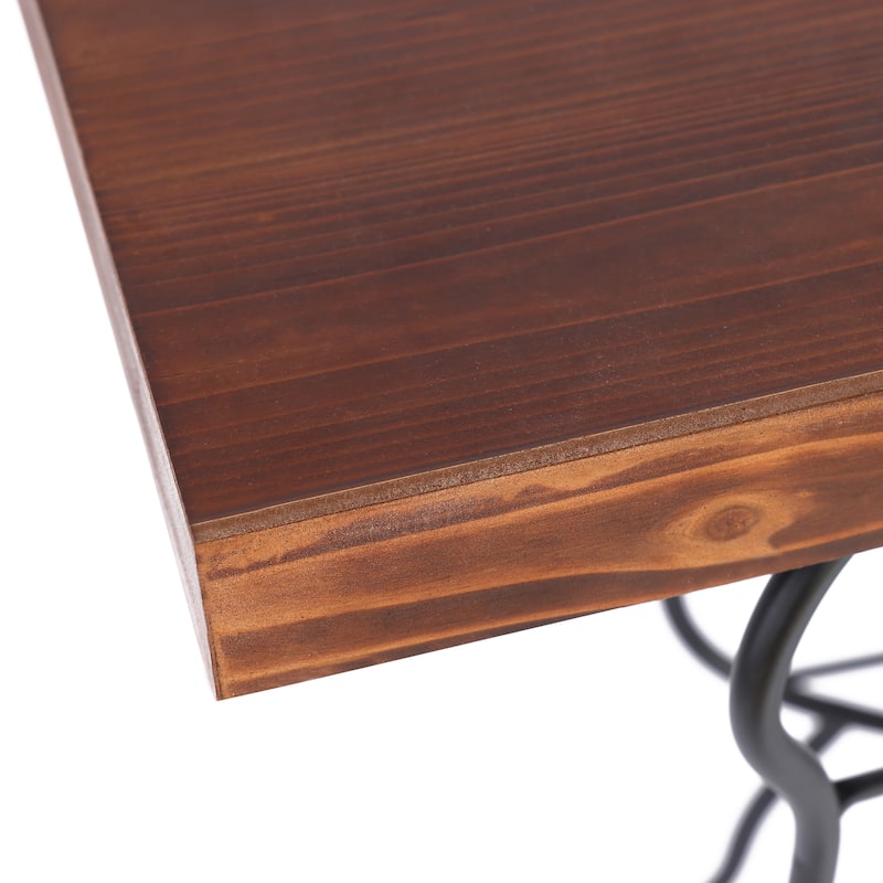 Butterfly Black and Brown Metal and Wood Accent Table - 31.25" H x 40.75" W x 16" D