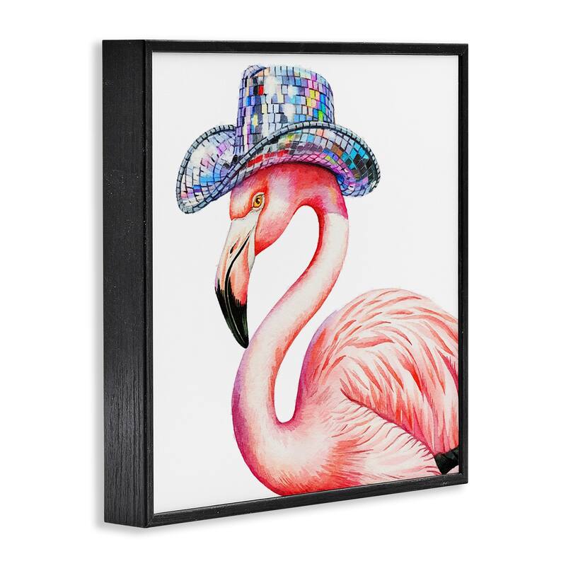 Stupell Disco Hat on Flamingo Framed Giclee Art Design By Amanda Greenwood