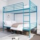 preview thumbnail 1 of 13, Bunk Bed Twin Over Twin with Ladder and high Guardrail,Detachable Bunk Beds Blue
