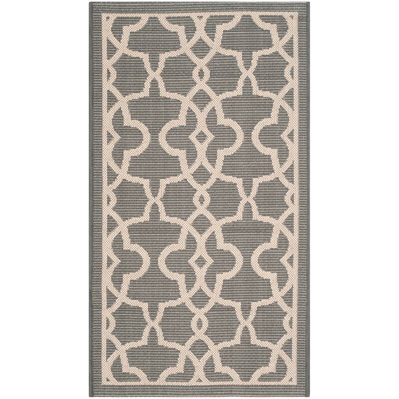 SAFAVIEH Courtyard Marline Indoor/ Outdoor Waterproof Patio Backyard Rug - 2' x 3'7" - Grey/Beige