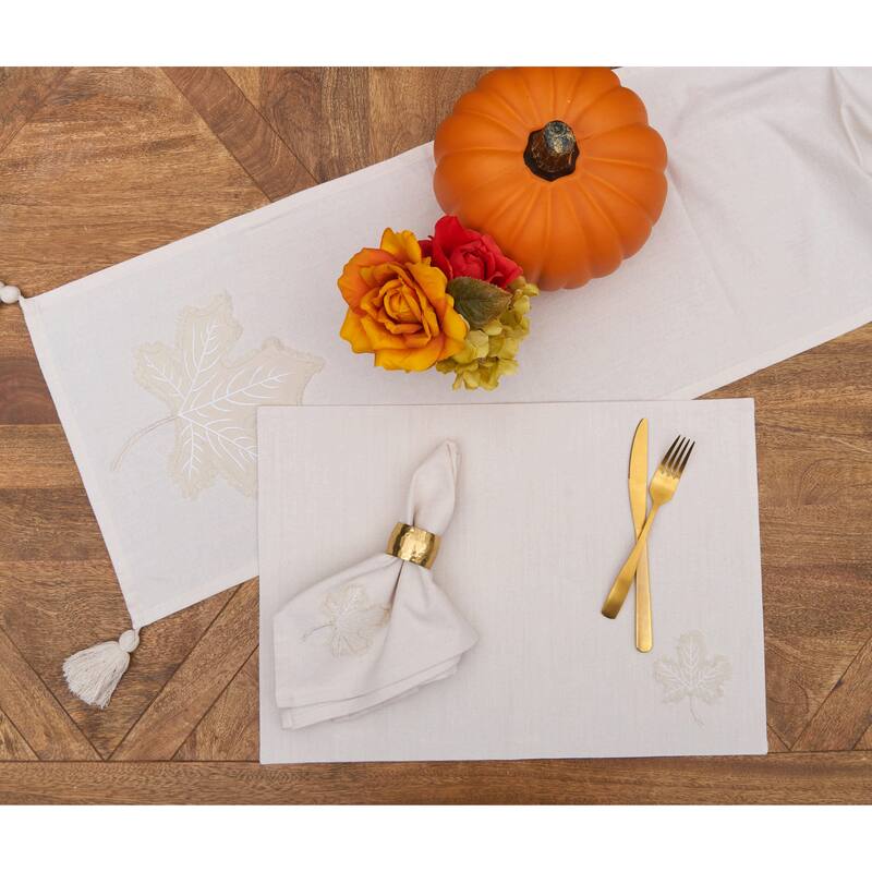 Neutral Maple Leaves Napkin S/6