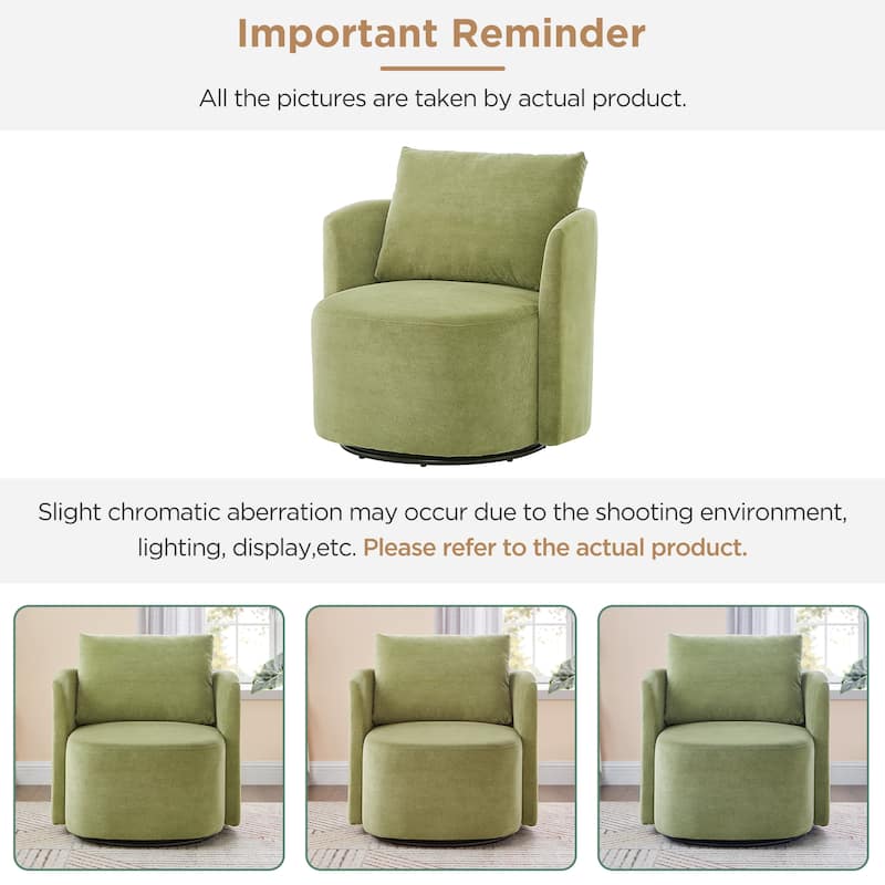 Chenille 360° Swivel Barrel Chair with Ergonomic Curved Design and 440lb Weight Capacity