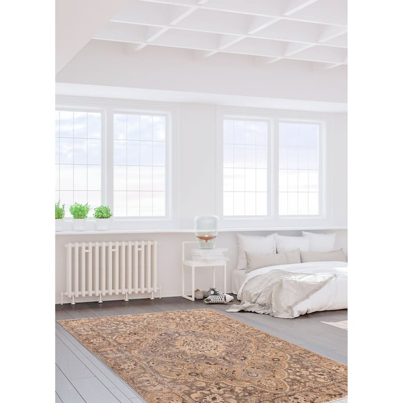 ECARPETGALLERY Hand-knotted Antalya Vintage Taupe Wool Rug - 6'8 x 9'7