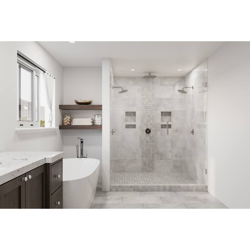 Pierre 12 in. x 12 in. Glazed Light Grey Matte Porcelain Mosaic Wall and Floor Tile