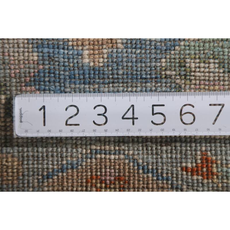 Hand Knotted Oriental 100% Wool Carpet Transitional All-Over Navy Blue & Blues Oushak Runner Rug - 9' 11'' X 2' 8''