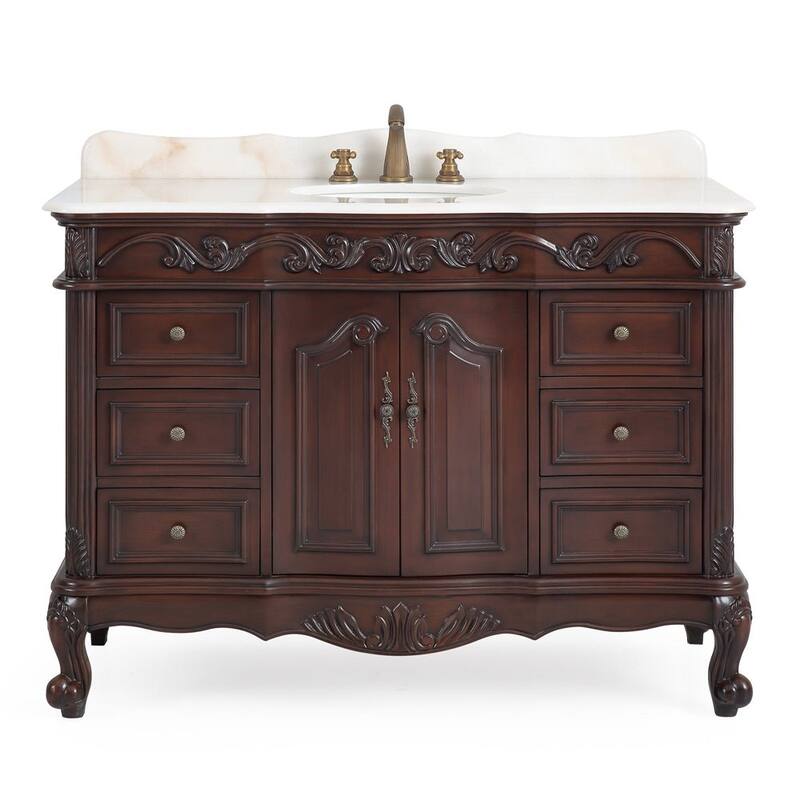 48" Benton Collection Beckham Classic Brown Bathroom Vanity - Cherry Finish - Brown