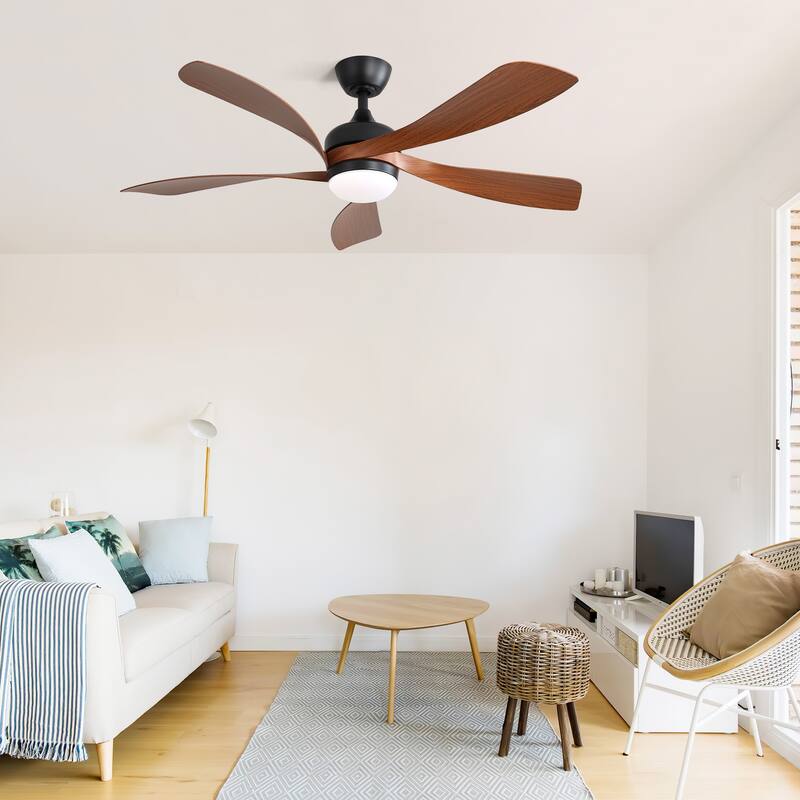 Quiet Reversible DC Motor Ceiling Fan with 6-Speed Wind Remote Control and 3-Color LED Lighting, Timer Function