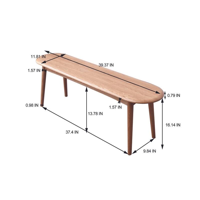 Natural Oak Wood Dining Bench Bed Bench for Dining Room, Bedroom