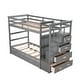 preview thumbnail 3 of 7, Gray Twin Solid Pine Bunk Bed with Trundle, Staircase, Storage Drawers
