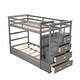preview thumbnail 3 of 25, Solid Hardwood Twin Over Twin Bunk Bed with Trundle and Storage Staircase