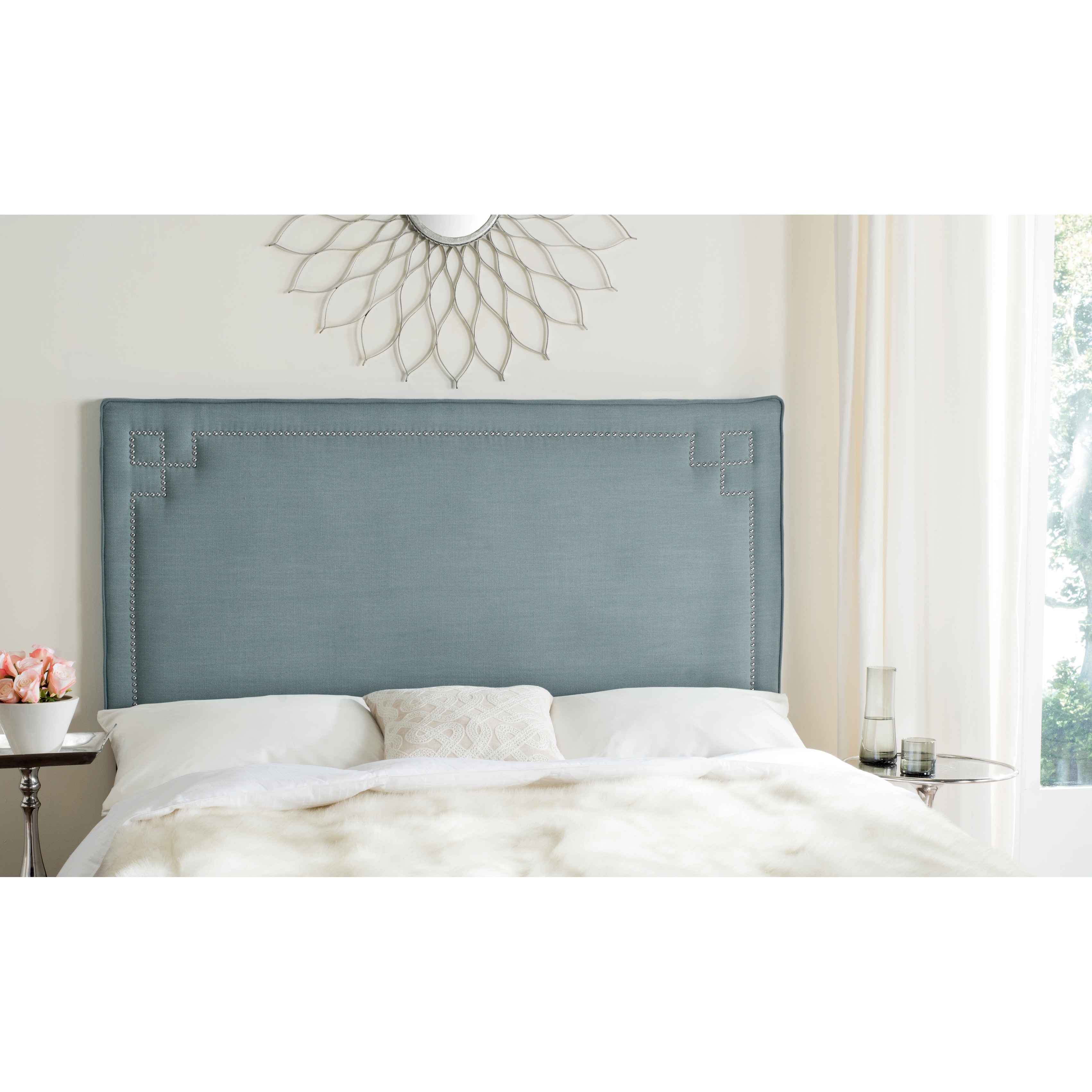 Blue clearance upholstered headboard