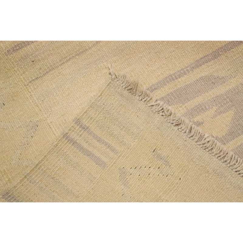 Hand Woven Oriental 100% Wool Carpet Southwestern Tribal Beige & Ivories Kilim Area Rug - 7' 10'' X 4' 9''