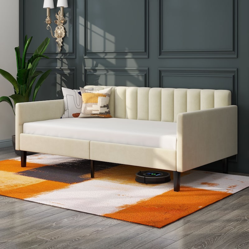 Epiphyllum Modern Twin Size Daybed with Ribbed Tufted Backrest byChristopher Knight Home