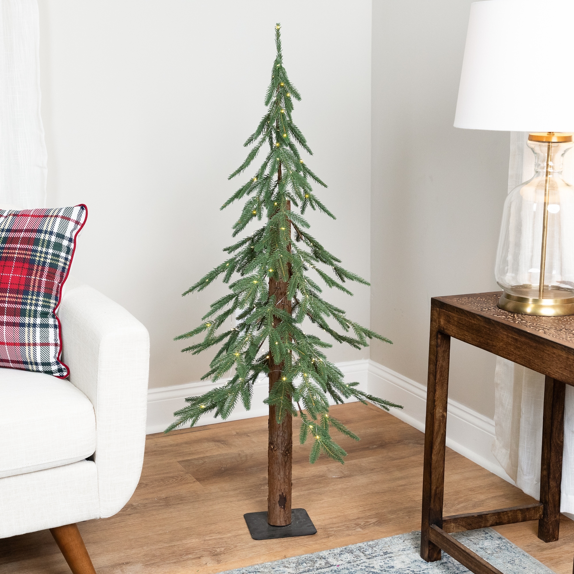 Real Touch™ Medium Alpine Artificial Christmas Tree 4' Clear LED - 4 Foot