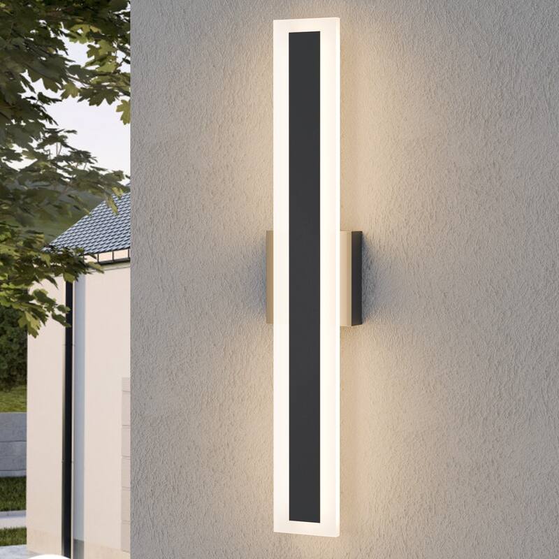 Outdoor Linear Integrated LED Wall Sconce Light Fixture with Bracket