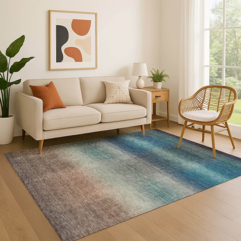 Premium Washable Super Soft Solid Ombre Mayfield Rug - Blue - 3' x 5'