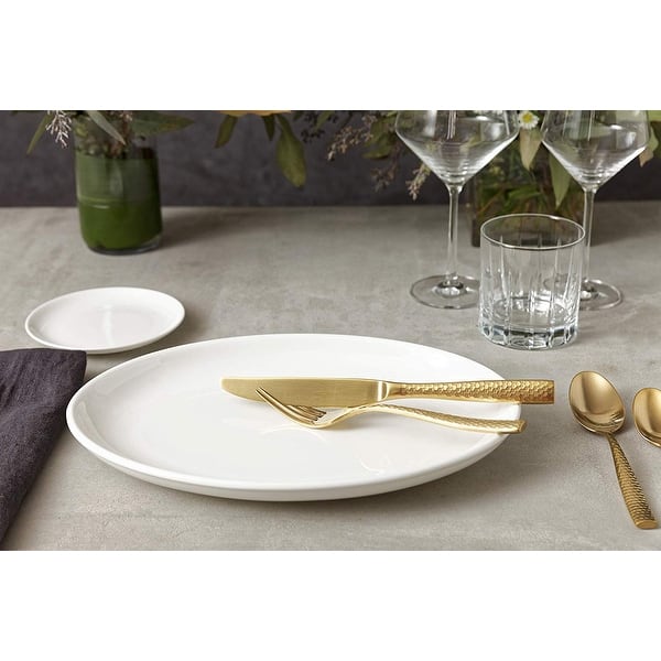 Fortessa Lucca Faceted 18 10 Stainless Steel Flatware Piece Place Setting Service For 4 Brushed Gold Overstock