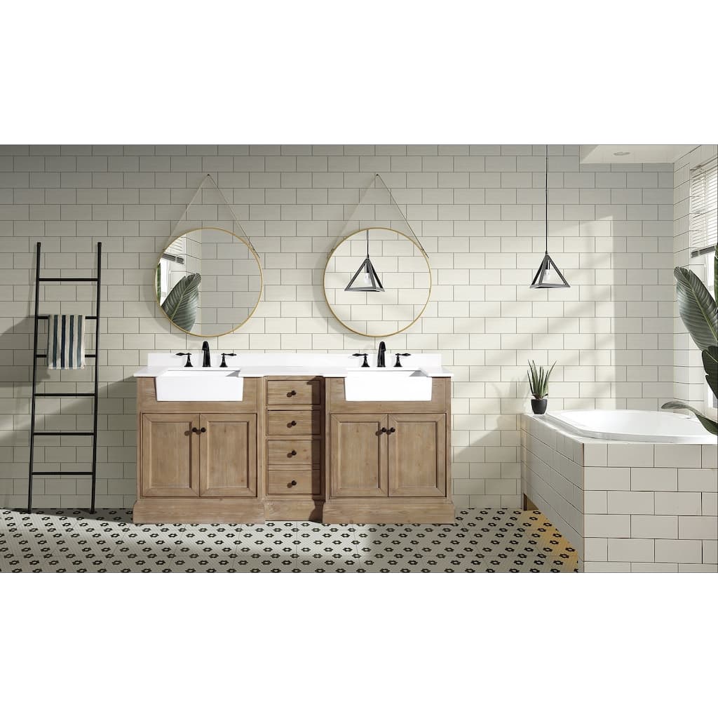 Ari Bath, Kelly 72" Bathroom Vanity, Weathered Fir, White Top