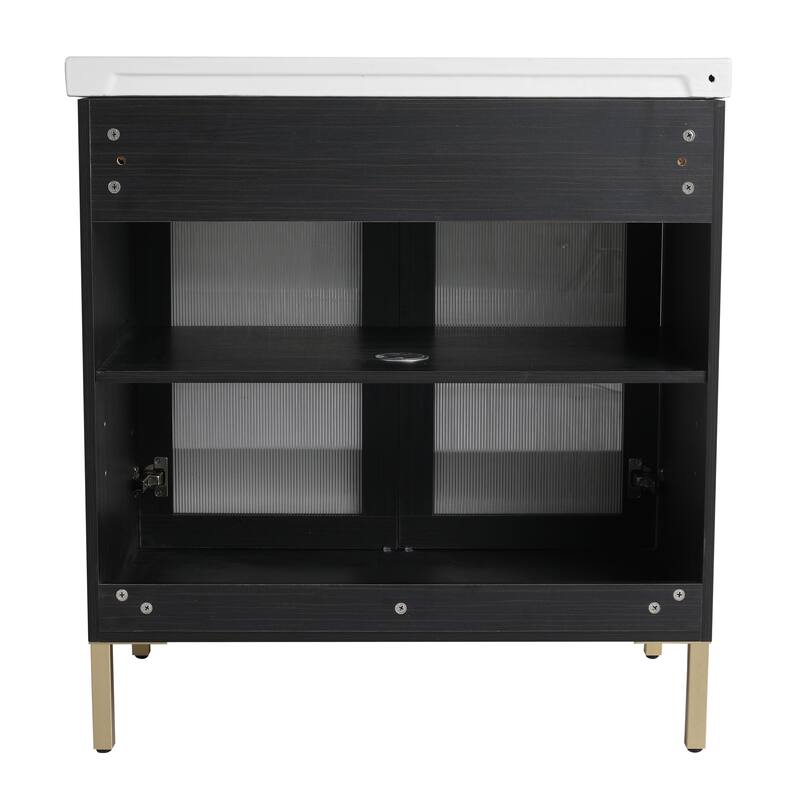 GDFStudio - Eliana Modern Freestanding Bathroom Vanity with Soft-Close Doors and Ceramic Sink