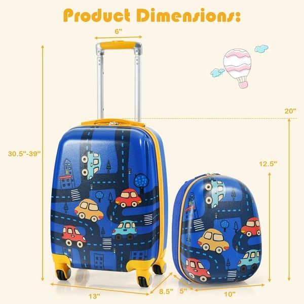 2 Pieces Kids Luggage Set with Backpack and Suitcase for Travel - 20" x 13" x 8.5"(L x W x H)