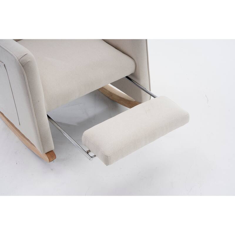 Upholstered Fabric Nursery Rocking Chair with Adjustable Footrest