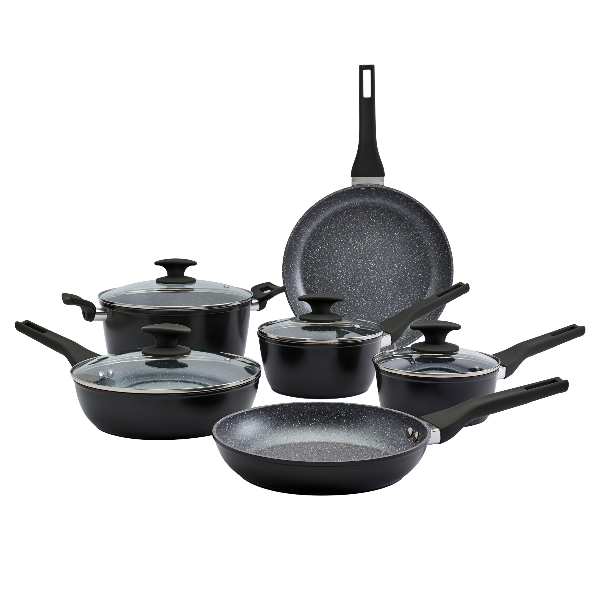 Kenmore Elite Grayson 9-Piece Black Aluminum Stackable Cookware Set