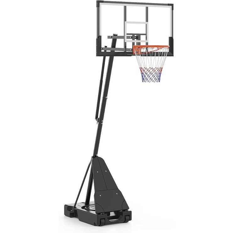 48in Portable Basketball Hoop, Adjustable Height Goal with Shatterproof Backboard for Backyard