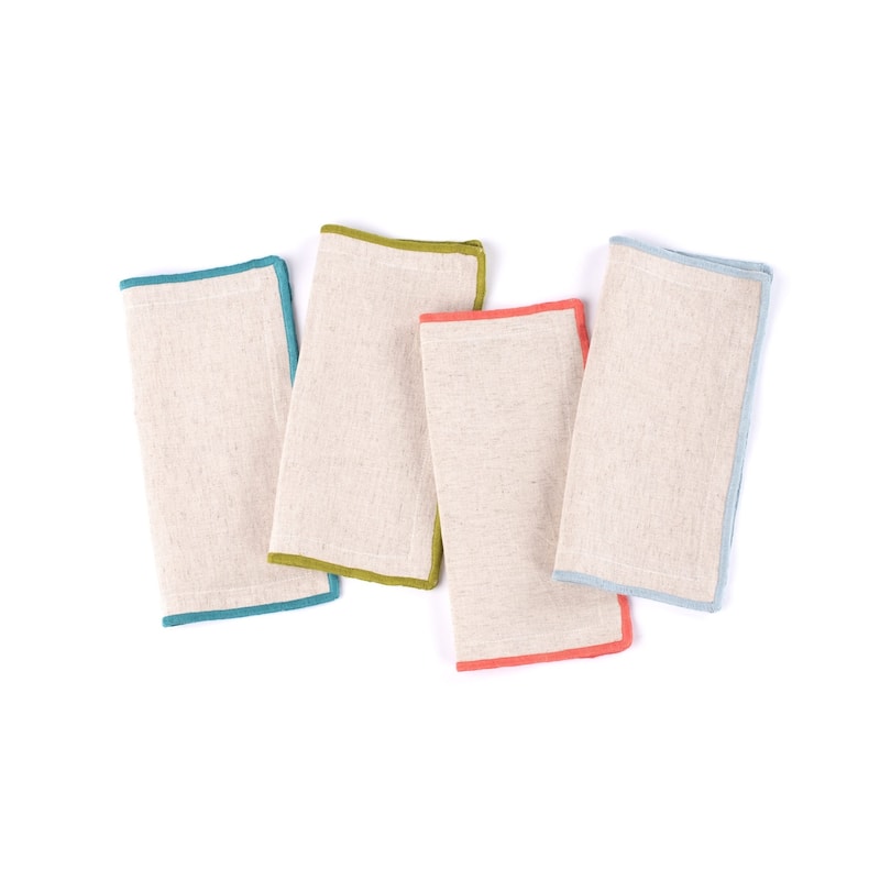Clara, Linen Blend, Cocktail Napkin Set (Set of 4)