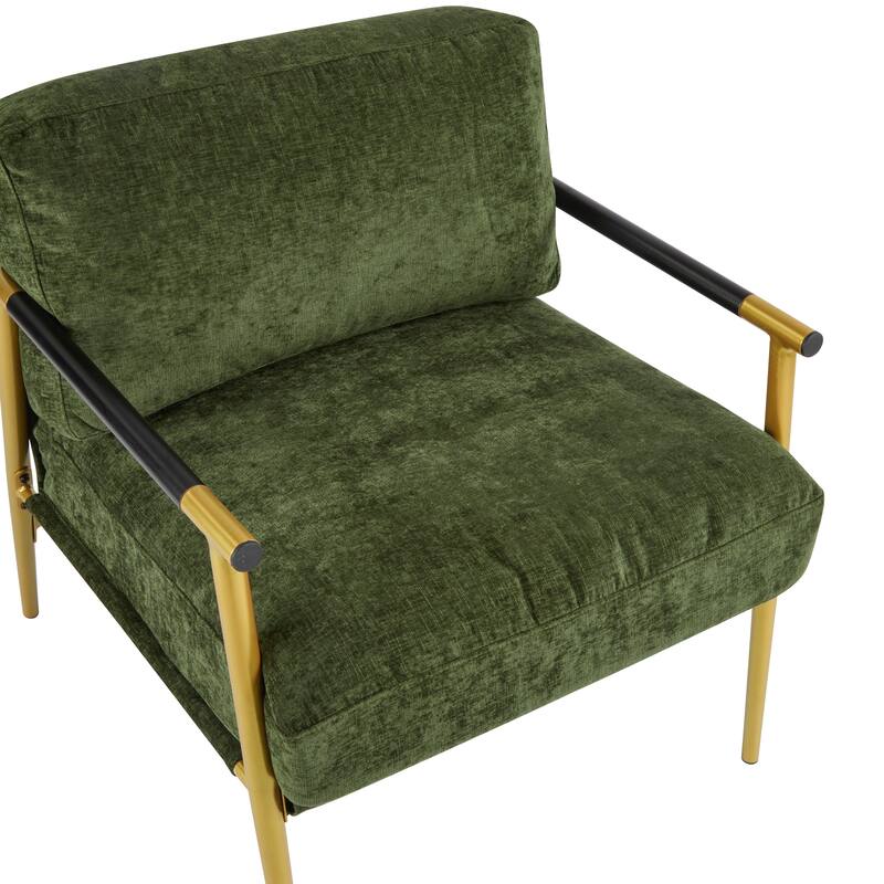 27.56" Small Upholstered Accent Chair with Gold Metal Frame