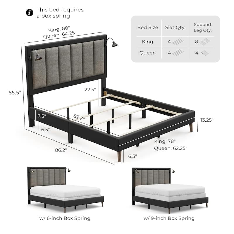 Furniture of America Orelo Modern 5-Piece Dark Brown Panel Bedroom Set with Reading Lights