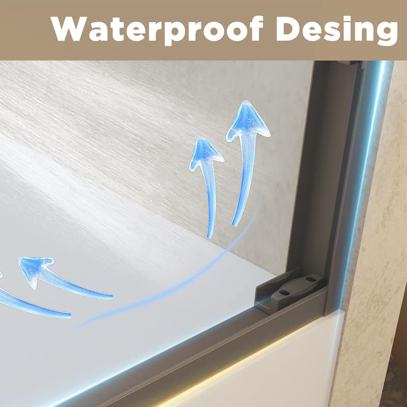 60" W × 60" H Framed Double Sliding Shower Door with Stainless Steel Handle